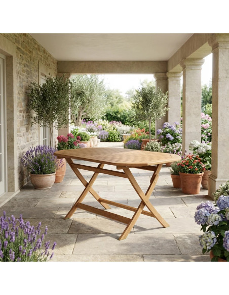 Tavolo Pieghevole Ottagonale Acacia per Esterno – 120x75 cm