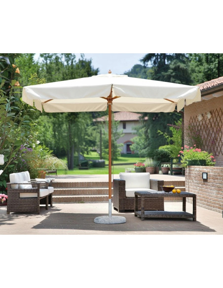 Ombrellone da Giardino Legno Palo 48 Tuvalu 3x4m Bianco
