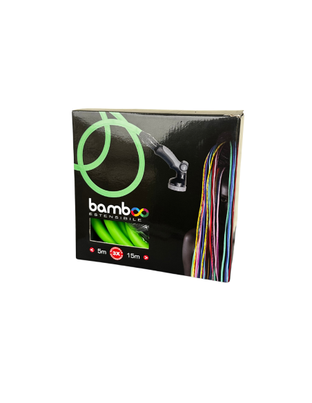 Tubo Irrigazione Giardino Estensibile 5 - 15m con Pistola e Raccordi, Antinodo, Ultra Leggero - Bamboo