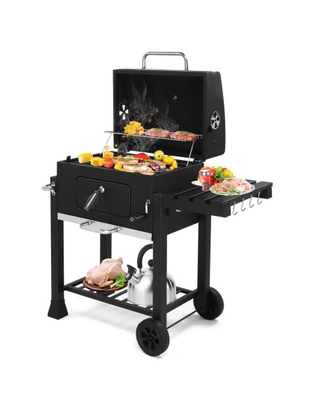 Barbecue a Carbone Vesuvio con Coperchio e Ruote 116x65x105 cm