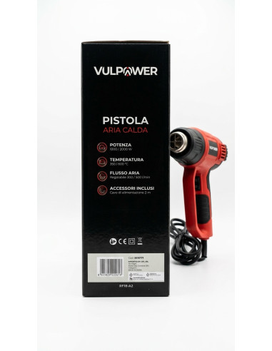 Pistola Aria Calda Vulpower 2000W 600°C 2 Velocità