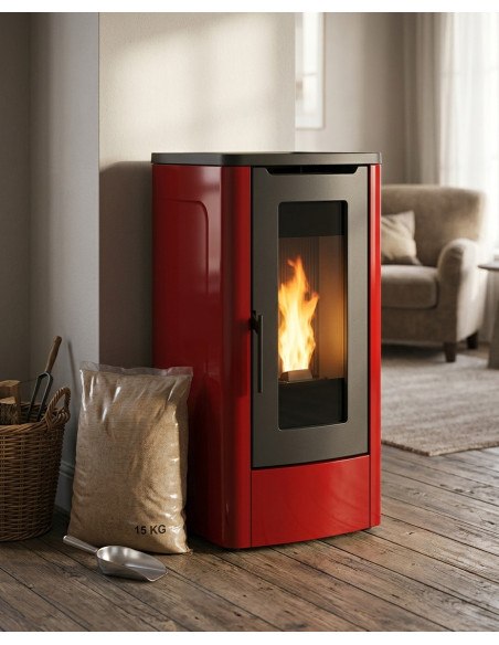 Stufa a Pellet Canalizzata Extraflame Dahiana Plus 10kW Bordeaux