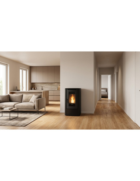 Stufa a Pellet Canalizzata Extraflame Teorema Plus AD 12kW Nero