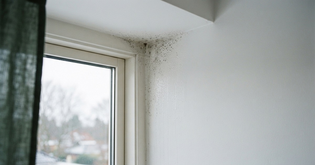 Pittura anticondensa su angolo di parete con condensa